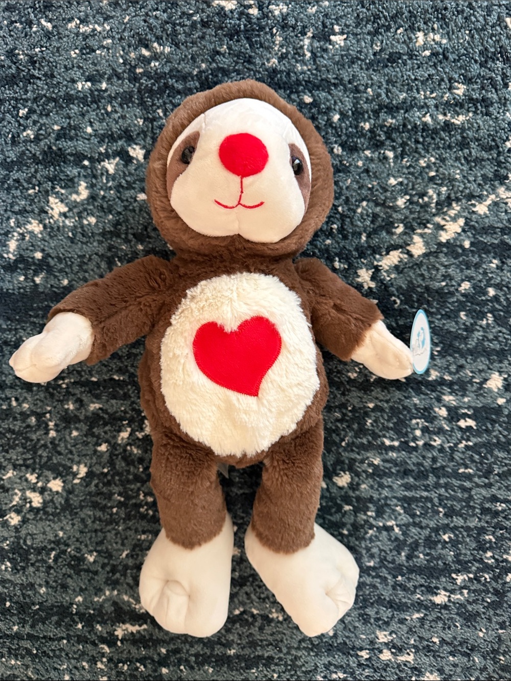 Plush Brown & White Sloth with Red Heart Chest - Kids Toy